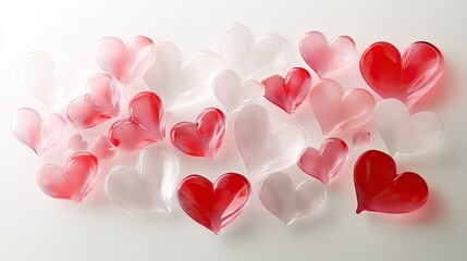 Aufkleber - A soft light background featuring a beautiful pattern of red and pink heart shapes arranged artistically for Valentine's Day