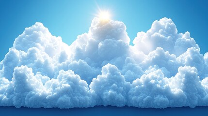 Wall Mural - Sunlit cumulus cloudscape, blue sky, sunny day, background for design