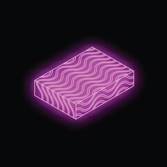 Poster - Glowing rectangular cuboid with wavy lines creating a mesmerizing visual effect on a dark background