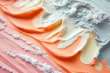 Aufkleber - Creative abstract painting with vibrant colors and salt texture on canvas outdoors in daylight