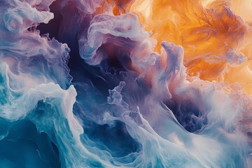 Poster - Swirling colors creating a mesmerizing abstract pattern in dynamic hues of blue, orange, and purple
