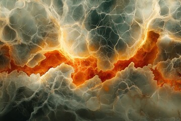 Fototapete - Vibrant abstract depiction of fiery energy and intricate patterns on a dark background