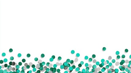 Poster - Colorful confetti scattered on a white background, creating a festive and cheerful atmosphere.
