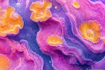 Poster - Vibrant underwater coral arrangement showcasing colorful textures and patterns in a marine ecosystem