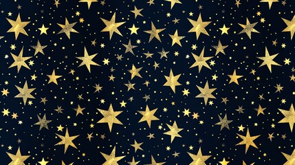 Canvas Print - gold star pattern on dark blue background.