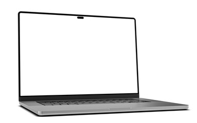Poster - Laptop with an empty blank screen, displayed in perspective. Perfect for showcasing designs, interfaces, or as a product mockup.