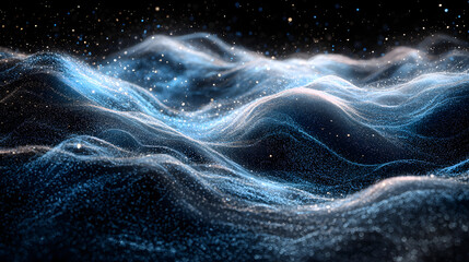 Poster - Blue wave with white stars in the background creating a serene ocean atmosphere