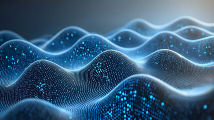 Aufkleber - Abstract waves background design featuring blue dots and fluid shapes in a modern style