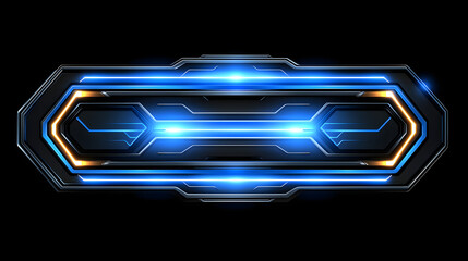 Poster - Futuristic logo design featuring blue and yellow colors with abstract geometric shapes and modern elements