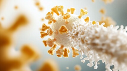 Poster - Close-Up View of Virus Structure with Protein Spikes and Cellular Interaction in Laboratory Environment