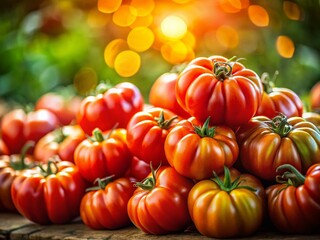 Miniature Coeur De Boeuf Tomatoes, Vertical, Tilt-Shift Photography - Vibrant Red Summer Produce