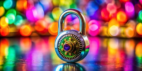 Poster - Miniature Padlock Combination Lock, Tilt-Shift Photography, Close-up Detail