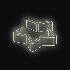 Poster - white neon star sign glowing against a dark background, representing achievement, rating, and succes