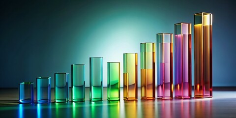 Poster - Minimalist Abstract Glass Bar Chart - Modern Data Visualization Stock Photo