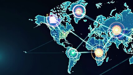 Leinwandbilder - Exploring global connectivity through digital maps and data visualizations at a technology conference