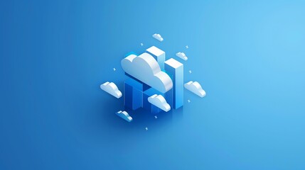 Aufkleber - 3D illustration of a cloud computing concept with a white cloud and data servers.