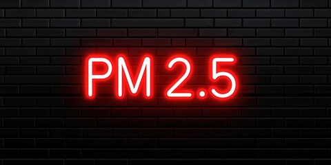 Poster - PM2.5. Red neon sign displaying 