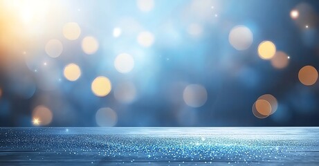 Poster - A vibrant abstract background featuring shimmering blue tones and soft bokeh lights, perfect for creating a dreamy or festive atmosphere in design projects.