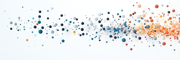 Poster - A vibrant and dynamic abstraction of colorful dots flowing elegantly, creating a sense of motion and energy against a clean, white background.