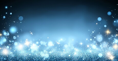 Poster - A visually stunning abstract background featuring shimmering blue lights and bokeh effects, creating a magical and enchanting atmosphere perfect for various design projects.