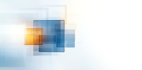 Poster - Abstract geometric shapes in various shades of blue and orange with a minimalist white background, creating a modern and stylish visual effect for backgrounds or designs.