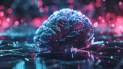 Poster - Abstract digital illustration of a brain.