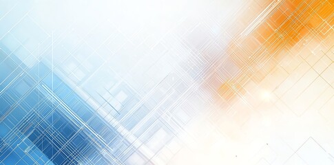 Poster - An abstract background with soft gradients of blue and orange hues blending seamlessly, featuring geometric lines and shapes for a modern, artistic feel.