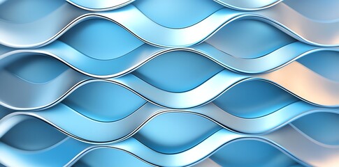 Poster - An abstract design featuring a pattern of soft wave-like structures in varying shades of blue, creating a calming and fluid visual effect, perfect for backgrounds and textures.