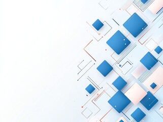 Poster - An abstract design featuring blue squares and lines against a white background, creating a modern and minimalist aesthetic ideal for various creative projects.