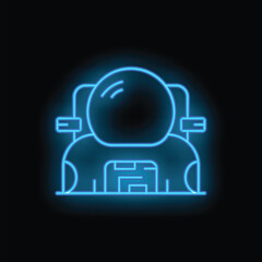Aufkleber - Blue neon sign depicting an astronaut in a spacesuit, capturing the spirit of space exploration