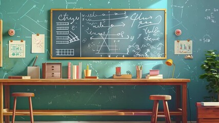 Aufkleber - This Students can learn from diverse resources and equations displayed on the chalkboard.
