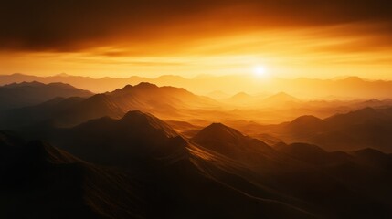 Wall Mural - golden hour sunrise over majestic mountains