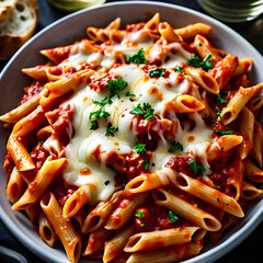 penny pasta with tomato sauce cheese and seasonings