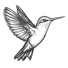 Wall Mural - Black and white hummingbird in flight