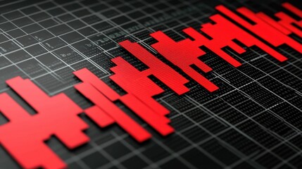 Poster - A business graph on a digital screen shows downward trends in red, indicating financial losses.