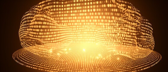 Abstract golden digital sphere.