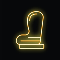 Poster - glowing neon line waterproof rubber boot icon isolated on black background. gumboots for spray garde