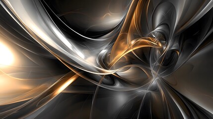 Wall Mural - abstract gold silver swirls elegant dark background