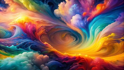 Poster - Panoramic Liquid Art: Vibrant Hues in Mesmerizing Dance