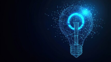 Poster - Light bulb surrounded by a network of interconnected lines and dots representing innovation and technology