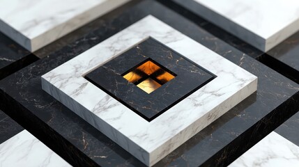 Aufkleber - geometric shapes create striking visual harmony on refined decor surface high-contrast monochrome to