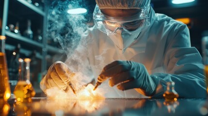 Poster - Scientist Examining Samples in Laboratory Setting with Scientific Equipment