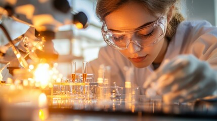 Poster - Scientist Conducting Careful Experiment in Advanced Laboratory