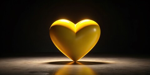 Poster - Pulsating Yellow Heart: Abstract Architectural Photography on Black Background