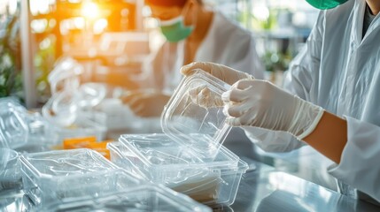 Poster - Scientific Experiment in Modern Medical Laboratory with Glassware Equipment