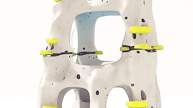 Abstract organic structure with yellow accents.