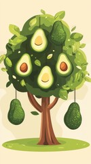 Sticker - An Avocado Tree Bears Fruit Abundantly And Deliciously