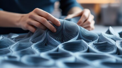 Poster - mesmerizing abstract fabric texture with flowing organic patterns and curving waves