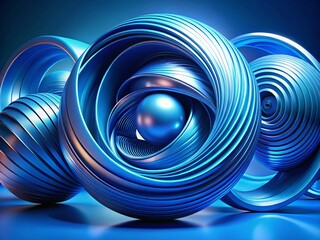 Poster - Abstract 3D Render Blue Background Modern Design Illustration - Futuristic Geometric Shapes