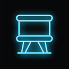 Poster - This neon blue icon represents an easel, commonly used for painting and displaying artwork, symbolizing creativity and artistic expression